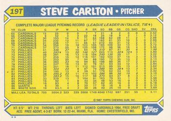1987 Topps Traded #19T Steve Carlton Back