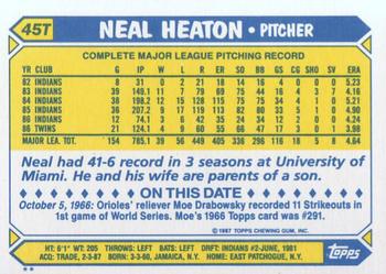 1987 Topps Traded #45T Neal Heaton Back