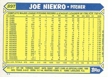 1987 Topps Traded #89T Joe Niekro Back