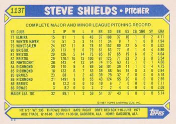 1987 Topps Traded #113T Steve Shields Back
