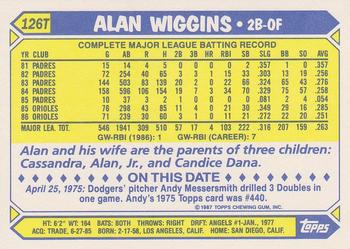 1987 Topps Traded #126T Alan Wiggins Back