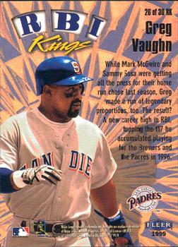 1999 Ultra - RBI Kings #26 RK Greg Vaughn  Back