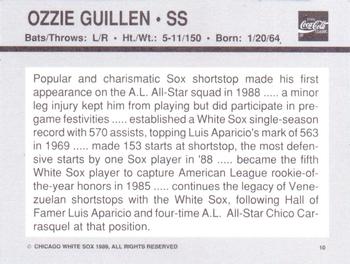 1989 Coca-Cola Chicago White Sox  #10 Ozzie Guillen Back