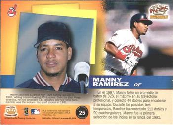 1998 Pacific Invincible #25 Manny Ramirez Back