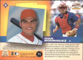 1998 Pacific Invincible #71 Ivan Rodriguez Back