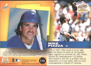 1998 Pacific Invincible #112 Mike Piazza Back