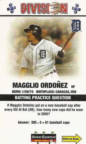2008 Sports Equation Math Learning Cards: Multiplication & Division #30 Magglio Ordonez Front