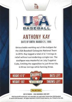 2015 Panini USA Baseball #18 Anthony Kay Back