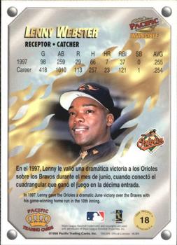 1998 Pacific Invincible - Gems of the Diamond #18 Lenny Webster Back