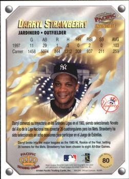 1998 Pacific Invincible - Gems of the Diamond #80 Darryl Strawberry Back