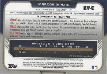 2015 Bowman Chrome - Prospect Autographs #BCAP-MD Marcos Diplan Back