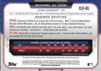 2015 Bowman Chrome - Prospect Autographs #BCAP-MDL Michael De Leon Back