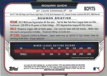 2015 Bowman Chrome - Prospects #BCP175 Rowan Wick Back