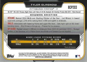 2015 Bowman Chrome - Prospects #BCP203 Tyler Glasnow Back