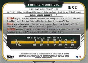 2015 Bowman Chrome - Prospects #BCP227 Franklin Barreto Back