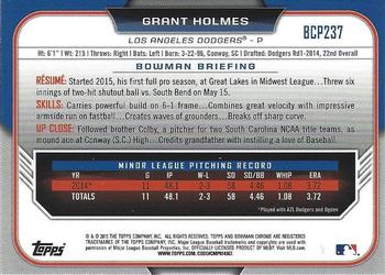 2015 Bowman Chrome - Prospects #BCP237 Grant Holmes Back