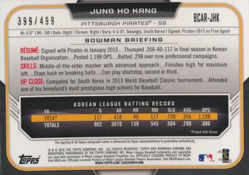 2015 Bowman Chrome - Rookie Autographs Refractors #BCAR-JHK Jung Ho Kang Back
