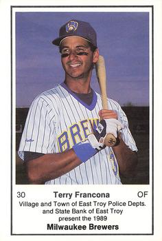1989 Milwaukee Brewers Police - Village & Town of East Troy Police Depts. & State Bank of East Troy #NNO Terry Francona Front