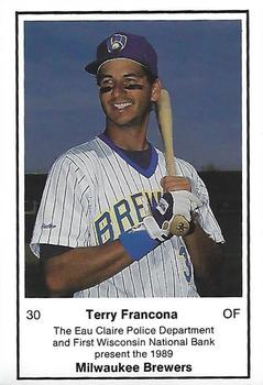 1989 Milwaukee Brewers Police - Eau Claire PD and First Wisconsin National Bank #NNO Terry Francona Front