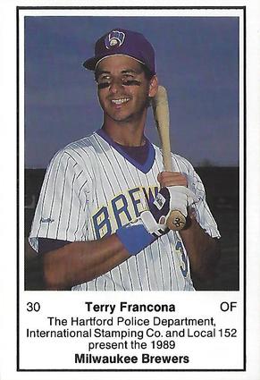 1989 Milwaukee Brewers Police - Hartford Police Department, International Stamping Co. and Local 152 #NNO Terry Francona Front