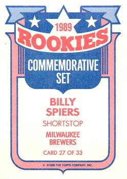 1990 Topps - Rookies Foil Test #27 Billy Spiers Back