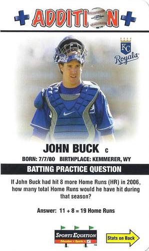 2008 Sports Equation Math Learning Cards: Addition & Subtraction #9 John Buck Front