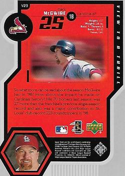 1999 Upper Deck - View to a Thrill #V23 Mark McGwire  Back