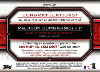 2015 Topps Update - All-Star Stitches #STIT-MB Madison Bumgarner Back