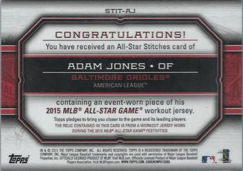 2015 Topps Update - All-Star Stitches #STIT-AJ Adam Jones Back