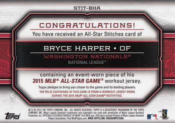 2015 Topps Update - All-Star Stitches #STIT-BHA Bryce Harper Back