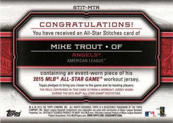 2015 Topps Update - All-Star Stitches #STIT-MTR Mike Trout Back