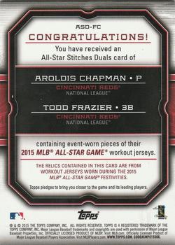 2015 Topps Update - All-Star Stitches Duals #ASD-FC Aroldis Chapman / Todd Frazier Back