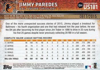 2015 Topps Update - Gold #US181 Jimmy Paredes Back