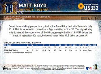 2015 Topps Update - Gold #US332 Matt Boyd Back