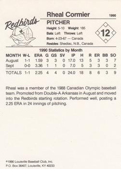 1990 Louisville Redbirds #12 Rheal Cormier Back