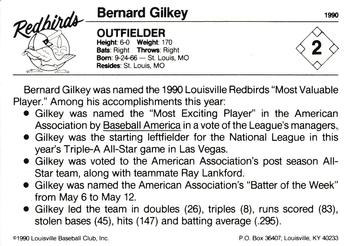 1990 Louisville Redbirds #2 Bernard Gilkey Back