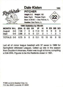 1990 Louisville Redbirds #22 Dale Kisten Back