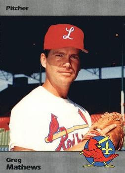 1990 Louisville Redbirds #26 Greg Mathews Front