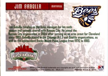 2010 Grandstand Midwest League All-Star Game Western Division #NNO Jim Gabella Back