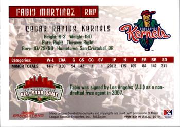 2010 Grandstand Midwest League All-Star Game Western Division #NNO Fabio Martinez Back