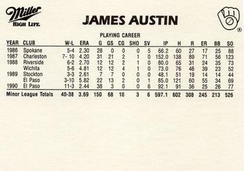 1991 Miller High Life Milwaukee Brewers #NNO James Austin Back