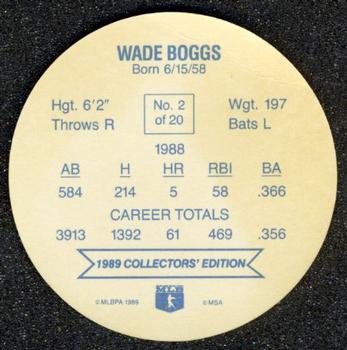 1989 Rainier Farms Discs #2 Wade Boggs Back