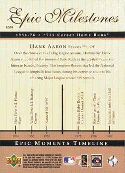 1999 Upper Deck Century Legends - Epic Milestones #EM9 Hank Aaron  Back