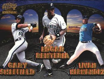 1998 Pacific Invincible - Team Checklists #11 Gary Sheffield / Livan Hernandez / Charles Johnson / Bobby Bonilla / Edgar Renteria Front