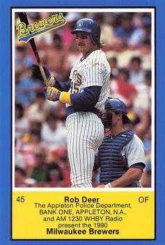 1990 Milwaukee Brewers Police - Appleton Police Department, Bank One, Appleton, N.A. & AM 1230 WHBY Radio #NNO Rob Deer Front