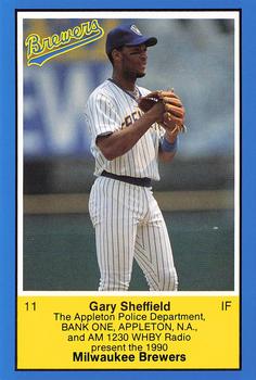 1990 Milwaukee Brewers Police - Appleton Police Department, Bank One, Appleton, N.A. & AM 1230 WHBY Radio #NNO Gary Sheffield Front