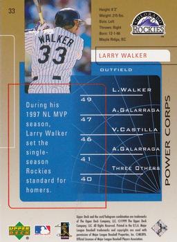1999 Upper Deck Challengers for 70 - Challengers Edition #33 Larry Walker Back