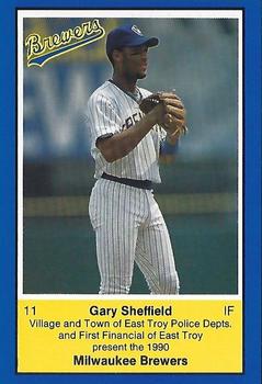 1990 Milwaukee Brewers Police - Village and Town of East Troy Police Depts. and First Financial of East Troy #NNO Gary Sheffield Front