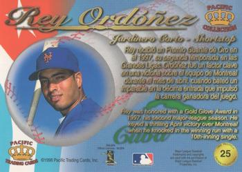 1998 Pacific - Latinos of the Major Leagues #25 Rey Ordonez Back