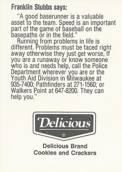 1991 Milwaukee Brewers Police - Fond du Lac PD and National Exchange Bank & Trust #NNO Franklin Stubbs Back